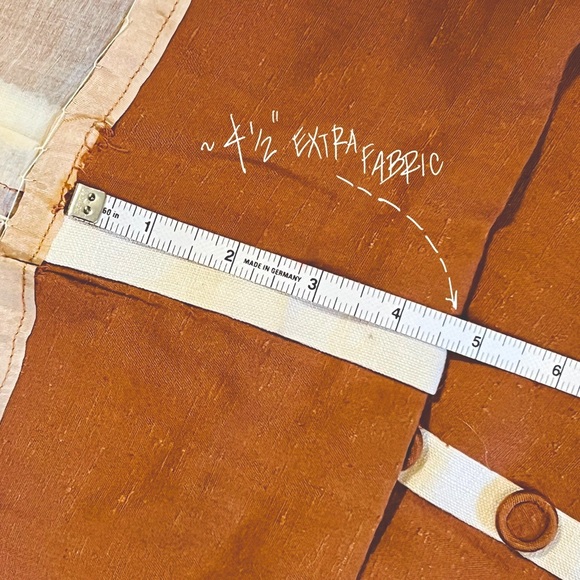 1940s Two Tone Linen Dress, Handmade A-Line, Orange, Cream, Vtg Academia, Sm - Picture 9 of 14